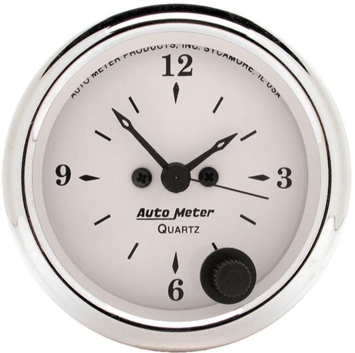 Clock Single White Old Tyme White Series - Autometer Universal