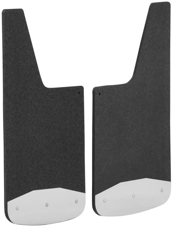 Mud Flaps Set Of 2 Textured Black Polished Weight Rubber And Stainless Steel Textured Series - Luverne Universal