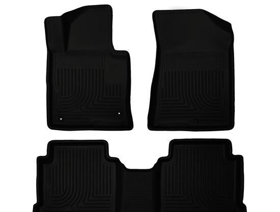 Floor Liners Front & 2nd Row Black Footwell Coverage - Husky Liners 2015-18 Hyundai Sonata