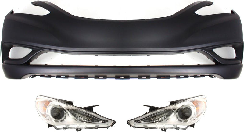 Headlight Set Of 3 Clear ; White W/ Bulb(s) - Replacement 2011-2012 Sonata
