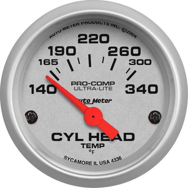Cylinder Head Temperature Gauge Single White Ultra-lite Series - Autometer Universal