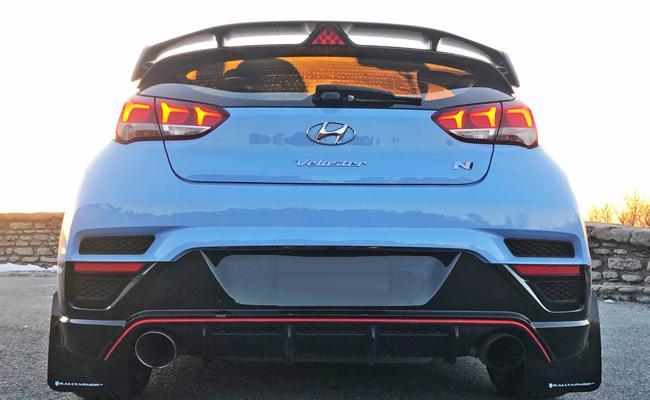 Mud Flap Black w/ Logo Blue MF57-UR-BLK/PBL - Rally Armor 2019-21 Hyundai Veloster