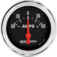 Ammeter Single Black Traditional Chrome Series - Autometer Universal