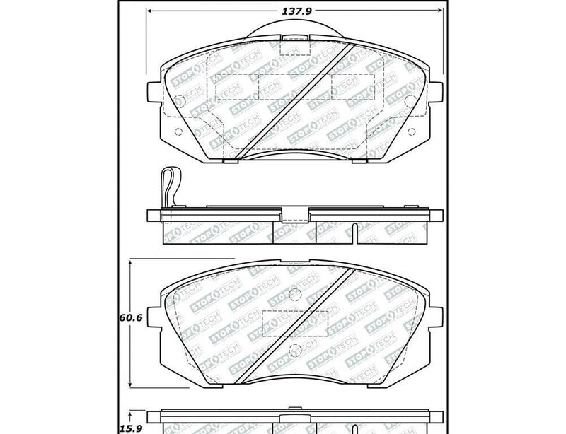 Brake Pad w/ Hardware Front - StopTech 2010-17 Hyundai Tucson