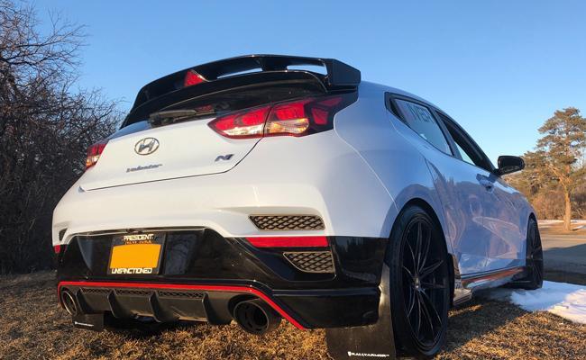 Mud Flap Black w/ Logo Blue MF57-UR-BLK/PBL - Rally Armor 2019-21 Hyundai Veloster