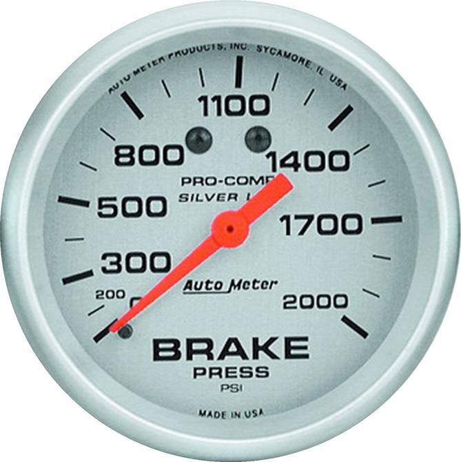 Brake Pressure Gauge Single Silver Ultra-lite Series - Autometer Universal