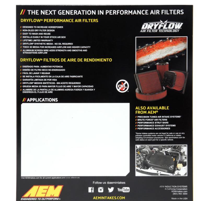 28-20958 AEM Air Filter 4Cyl 2.0L 2010-12 Hyundai Genesis Coupe