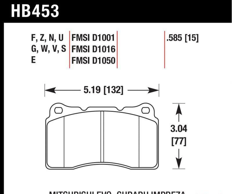 HB453B.585 Hawk Disc Brake Pad Front 2010-15 Hyundai Genesis Coupe