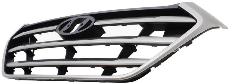 Grille Assembly Single Silver Black Plastic - Replacement 2016-2017 Tucson