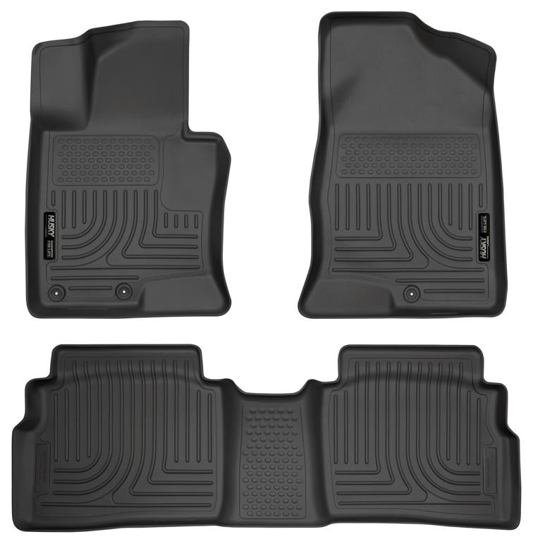 Floor Mats 1st 3 Pieces Black Rubberized&thermoplastic Weatherbeater Series - Husky Liners 2012-2013 Sonata 4 Cyl 2.0L