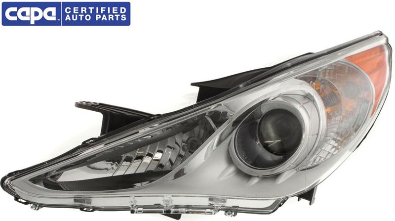 Headlight Left Single Clear ; White Capa Certified W/ Bulb(s) - Replacement 2011-2012 Sonata