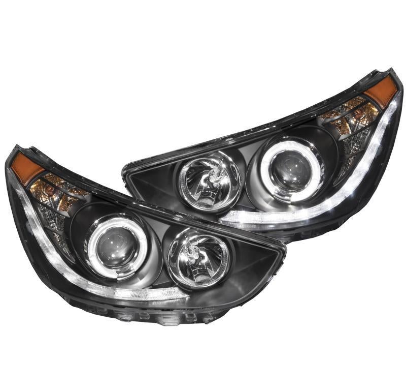 Projector Headlight Set w/ Halo - ANZO USA 2012-13 Hyundai Accent