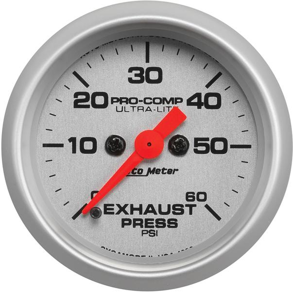 Exhaust Pressure Gauge Single Silver Ultra-lite Series - Autometer Universal