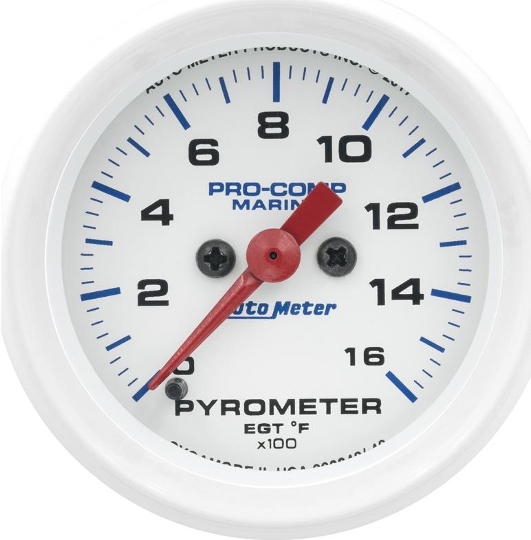 Pyrometer Gauge Single White Marine Series - Autometer Universal