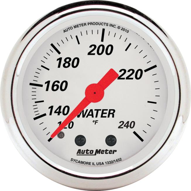Water Temperature Gauge Single White Arctic White Series - Autometer Universal