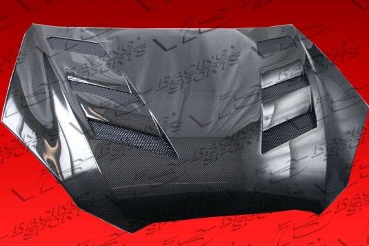 Hood Black Carbon Fiber AMS Style - VIS Racing 2010-12 Hyundai Genesis Sedan