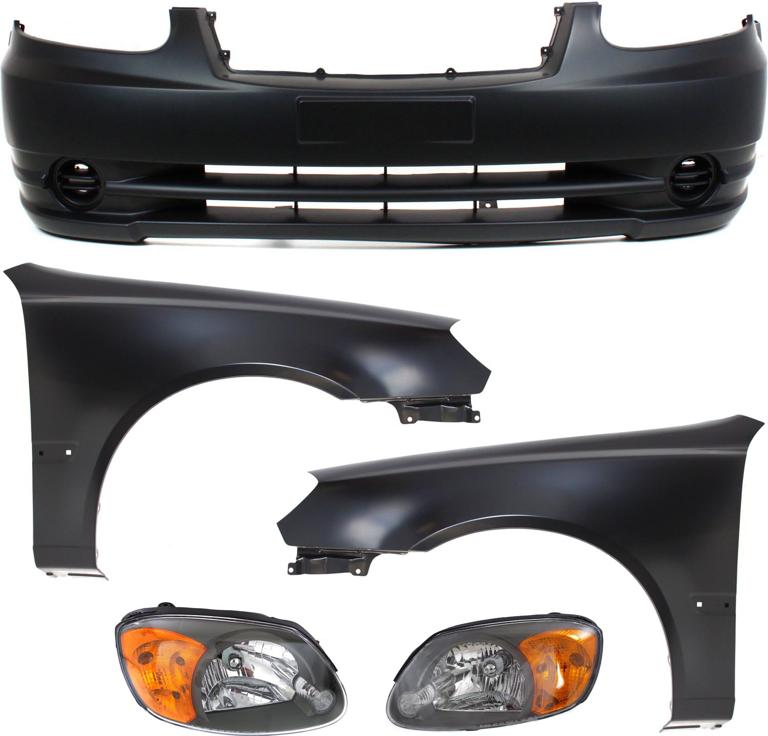 Headlight Set Of 5 Clear W/ Bulb(s) - Replacement 2003 Accent