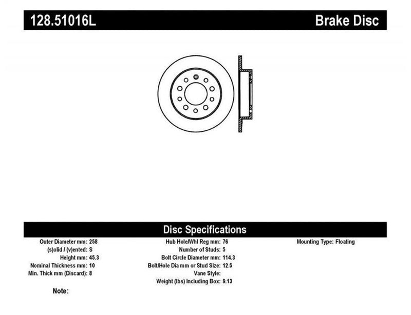 Brake Rotor Rear Left Cross Drilled - StopTech 2003-08 Hyundai Tiburon