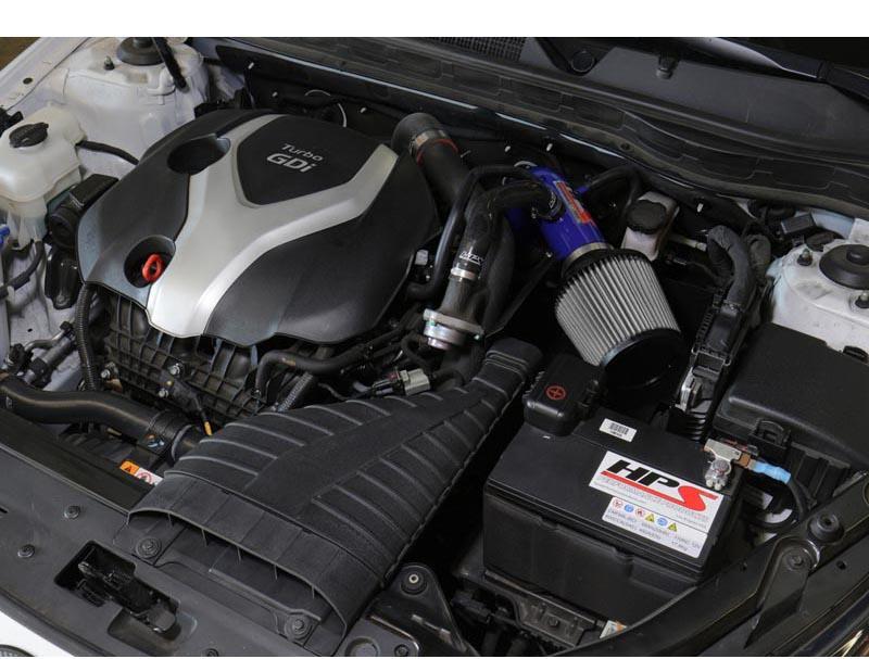 Short Ram Air Intake Air Intake Kit Incl. Heat Shield Blue - HPS Performance Products 2011-14 Hyundai Sonata