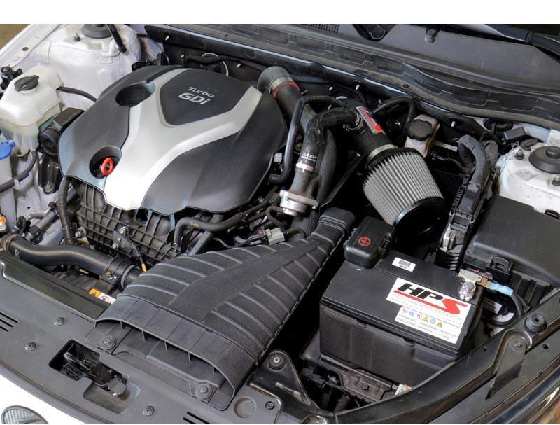 Short Ram Air Intake Air Intake Kit Incl. Heat Shield Black - HPS Performance Products 2011-14 Hyundai Sonata