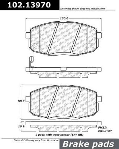Brake Pad Set Set Of 2 Semi-metallic C-tek Series - Centric Parts 2011-2012 Elantra 4 Cyl 2.0L