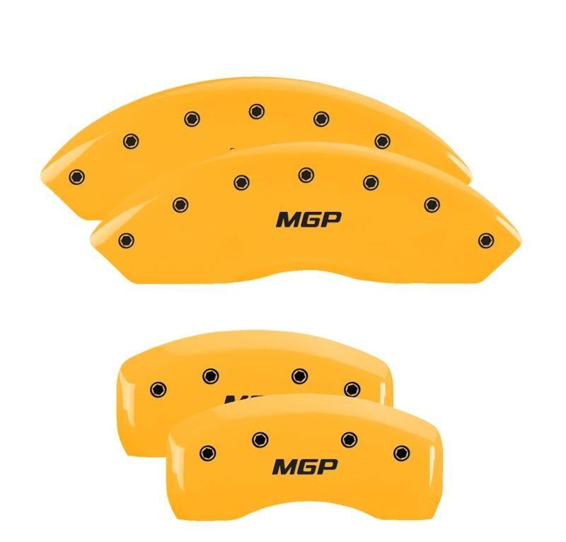 Caliper Covers Set Of 4 Yellow Finish Black - MGP Caliper Covers 2009-14 Hyundai Genesis Sedan