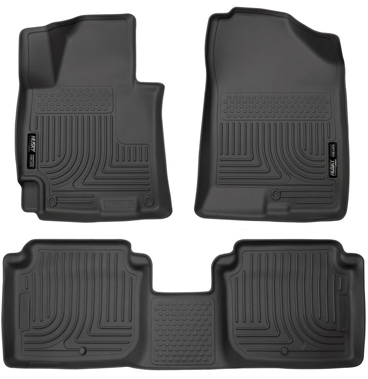 Floor Mats 1st 3 Pieces Black Rubberized&thermoplastic Weatherbeater Series - Husky Liners 2014-2016 Elantra