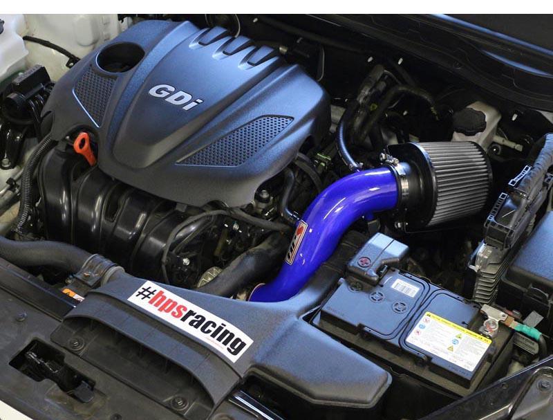 Short Ram Air Intake Incl. Heat Shield Blue - HPS Performance Products 2011-14 Hyundai Sonata