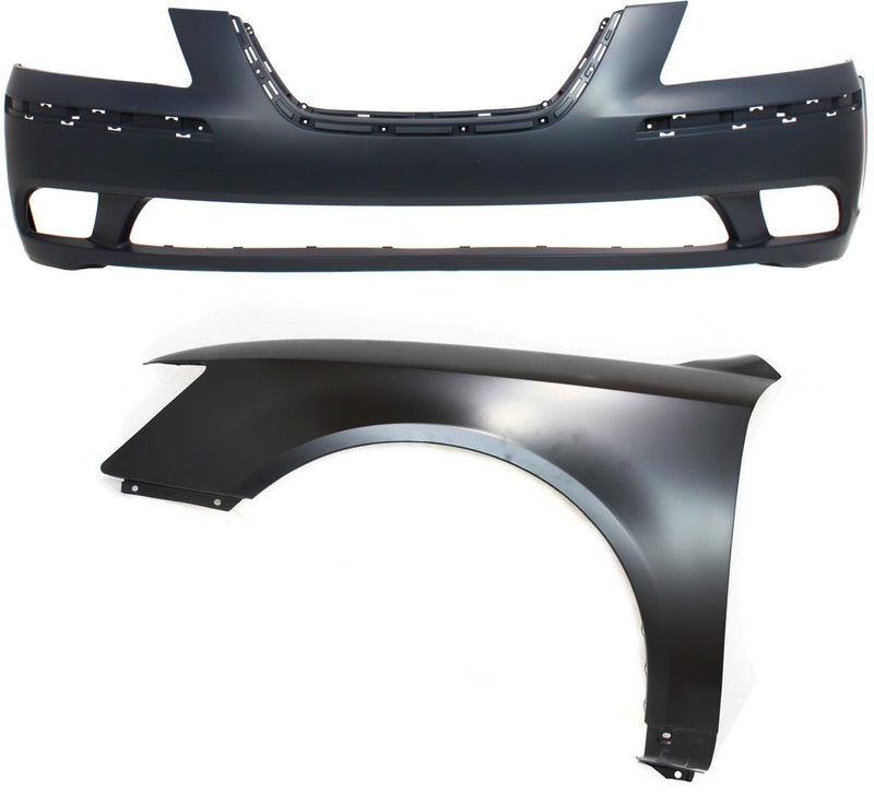 Bumper Cover Set Of 2 W/ Fog Light Holes Capa Certified - Replacement 2009-2010 Sonata 4 Cyl 2.4L