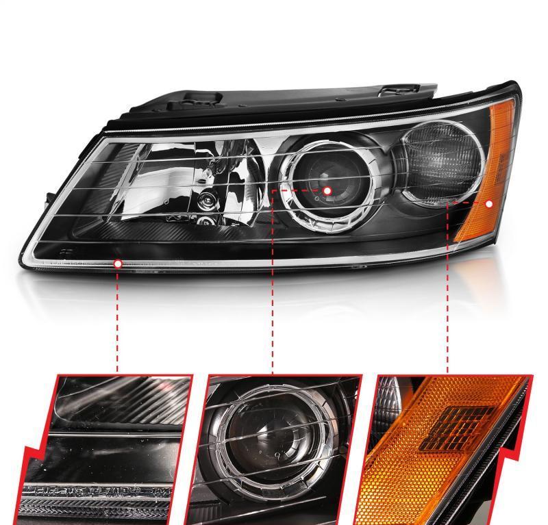 Projector Headlight Set - ANZO USA 2006-09 Hyundai Sonata