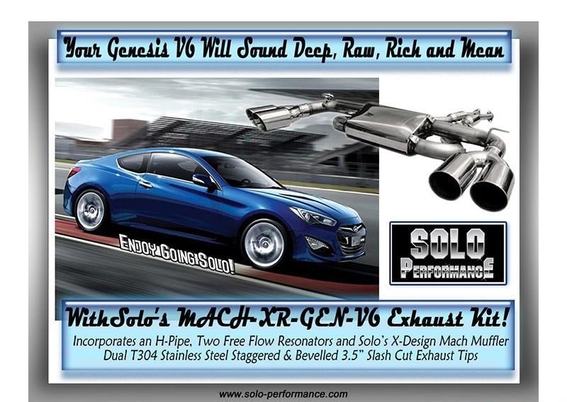 Catback Exhaust System -v MACH-XR-GEN-V6 - Solo Performance 2010-14 Hyundai Genesis Sedan