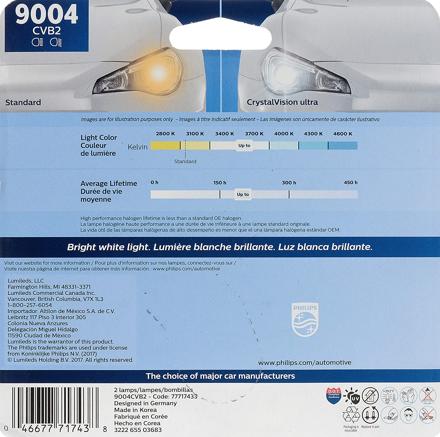 Headlight Bulb 65/45w 12v Set Of 2 Crystalvision Ultra Series 9004 - Philips 1987-1994 Excel
