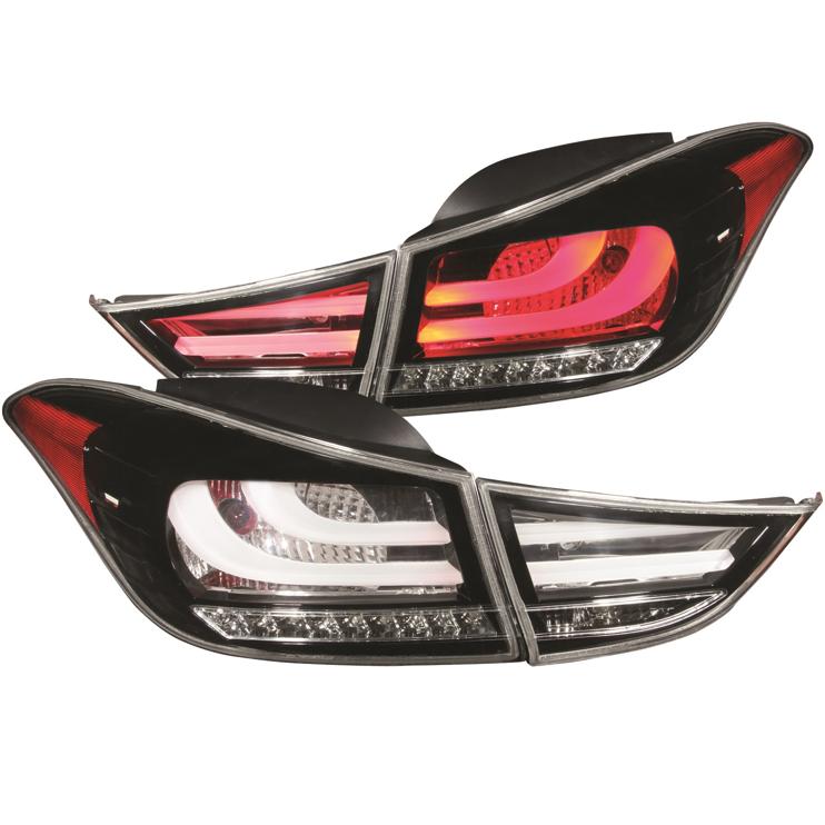 Tail Light Set Of 2 Clear ; Black W/ Bulb(s) Led Series - Anzo 2011-2012 Elantra