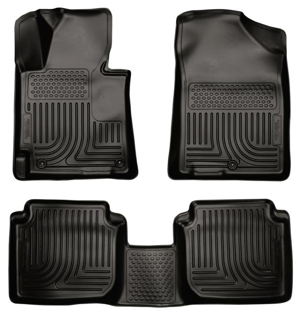 Floor Mats 1st 3 Pieces Black Rubberized&thermoplastic Weatherbeater Series - Husky Liners 2011-2013 Elantra 4 Cyl 1.8L