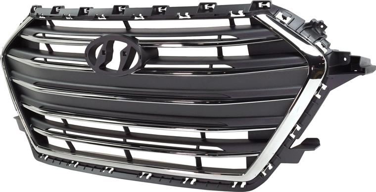 Grille Assembly Single Black Chrome Plastic - Replacement 2017 Elantra