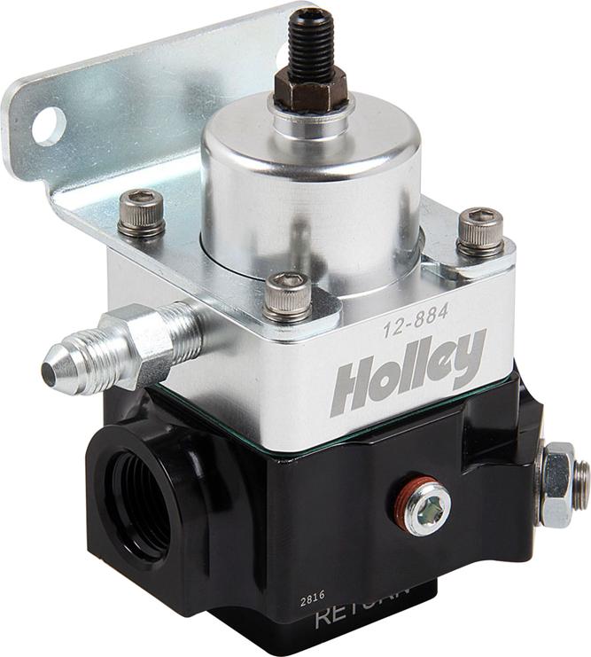 Fuel Pressure Regulator Single Anodized Black Clear Aluminum Double Adjustable Carbureted Series - Holley Universal