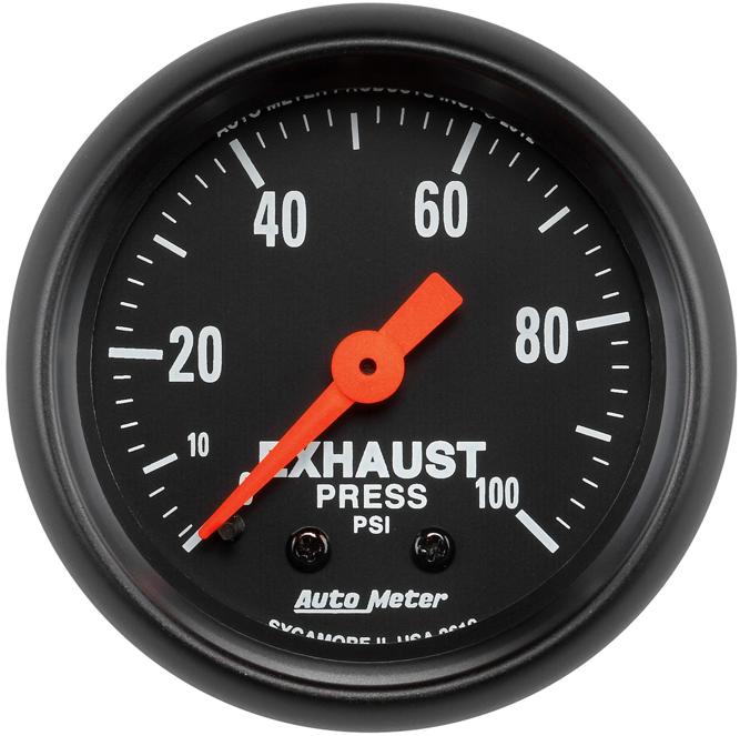 Exhaust Pressure Gauge Single Black Z-series - Autometer Universal