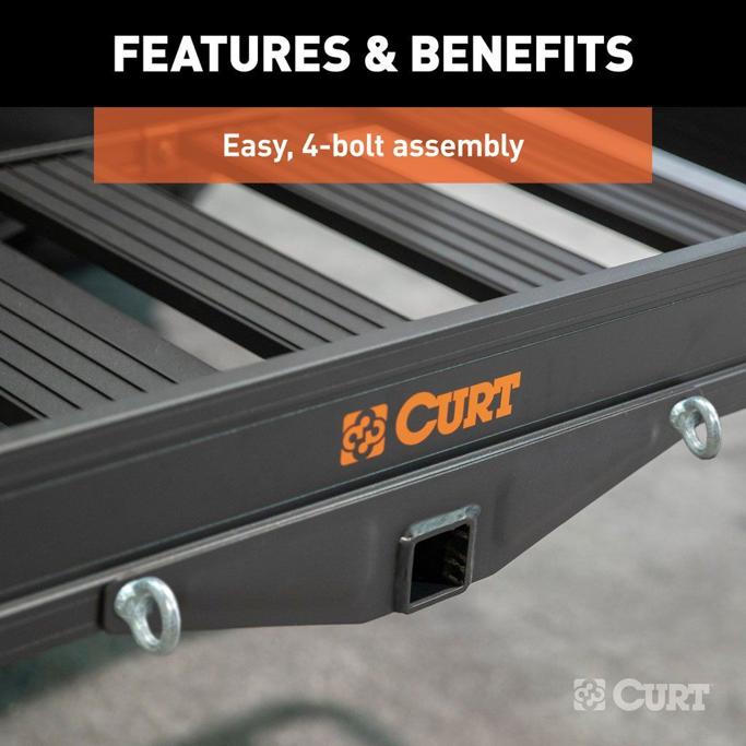 Cargo Carrier Max 500 Lbs Single Powdercoated Black Aluminum And Stainless Steel - Curt Universal