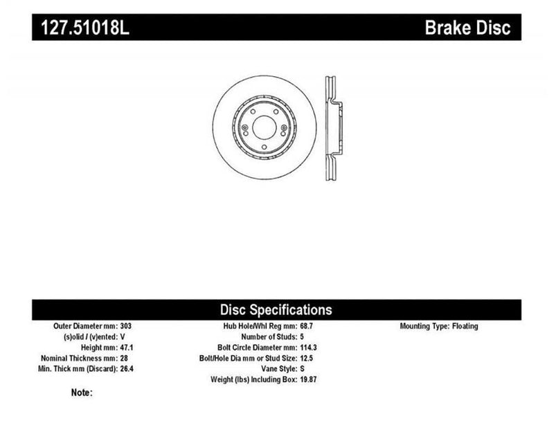 Brake Rotor Front Left Drilled Slotted - StopTech 2006-11 Hyundai Azera