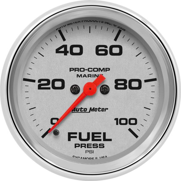 Fuel Pressure Gauge Single Silver Marine Series - Autometer Universal