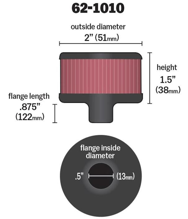 Crankcase Breather Filter Element Single Chrome ; Black - K&N Universal