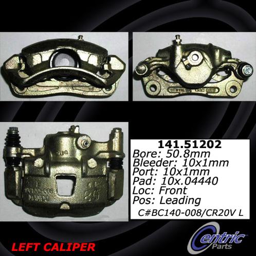 Brake Caliper Left Single Semi-loaded Series - Centric Parts 1987-1989 Excel 4 Cyl 1.5L