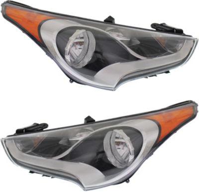 Headlight Set Of 2 Clear W/ Bulb(s) - Replacement 2012-2017 Veloster