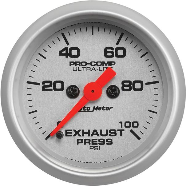 Exhaust Pressure Gauge Single Silver Ultra-lite Series - Autometer Universal