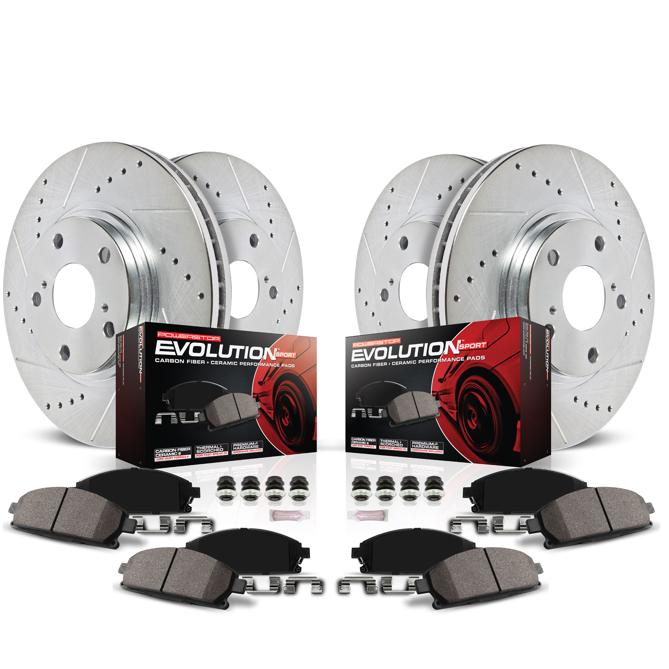 Brake Disc And Pad Kit Set Of 4 Cross-drilled And Slotted Z23 Evolution Sport - Powerstop 2019-2020 Tucson