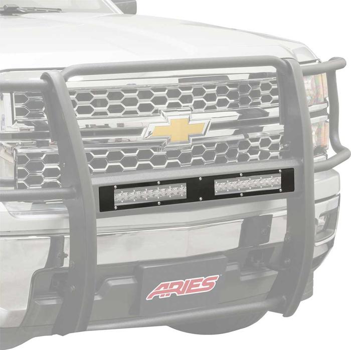 Led Light Bar Cover Single Powdercoated Textured Black Steel Pro Series - Aries Universal
