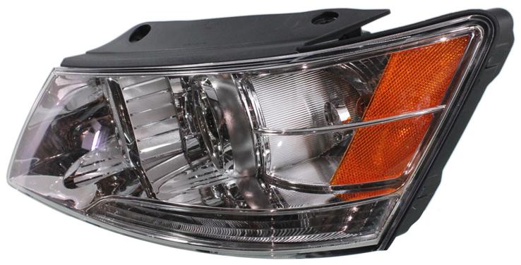 Headlight Left Single Clear Capa Certified W/ Bulb(s) - Replacement 2009-2010 Sonata