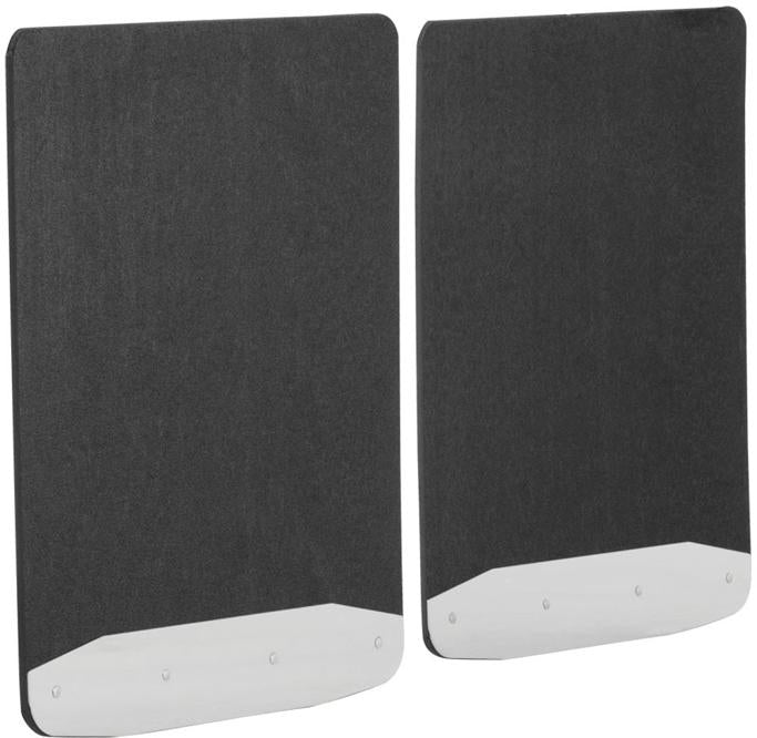 Mud Flaps Set Of 2 Textured Black Polished Weight Rubber And Stainless Steel Textured Series - Luverne Universal