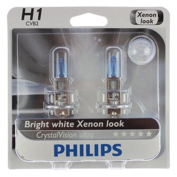 Headlight Bulb 12v 55w Set Of 2 Crystalvision Ultra Series H1 - Philips 1997-1998 Sonata