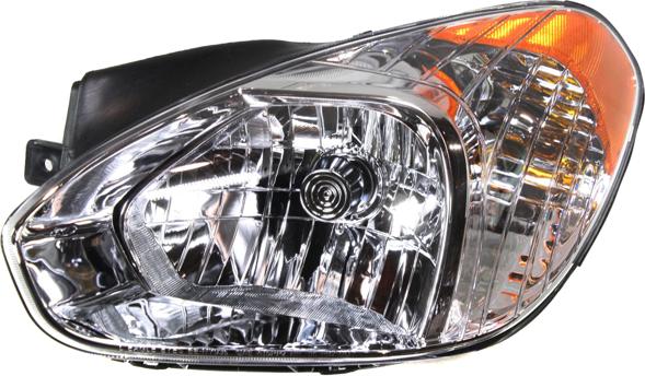 Headlight Left Single Clear W/ Bulb(s) - Replacement 2007-2011 Accent